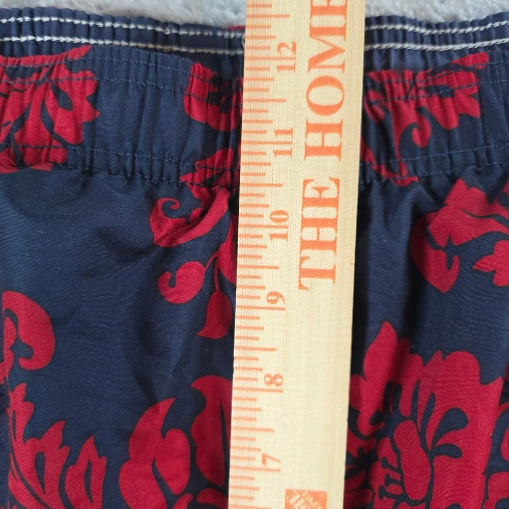 Lands' End Mens Large Blue Red Floral‎ Swim Trunks Board Shorts Mesh Lined